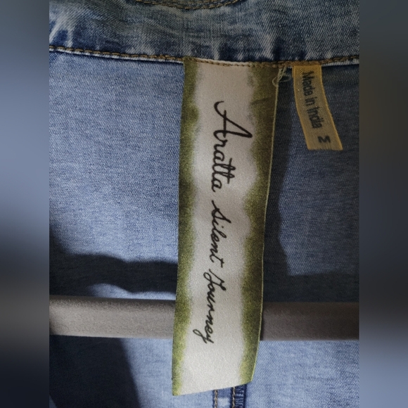 ARATTA The New Yorker Embroidered Denim Coat with Floral Details. Sz M NWT - Picture 11 of 13